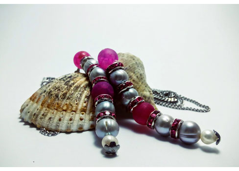 Náhrdelník s přívěškem - Říční perly, Preciosa rondelky a perly