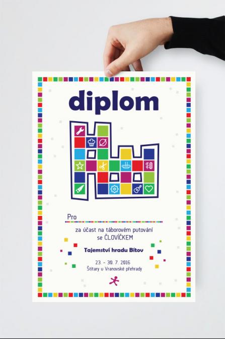Grafický návrh a realizace DIPLOMU pro dětský tábor