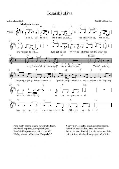 Tesařská hymna pro tesařské učiliště